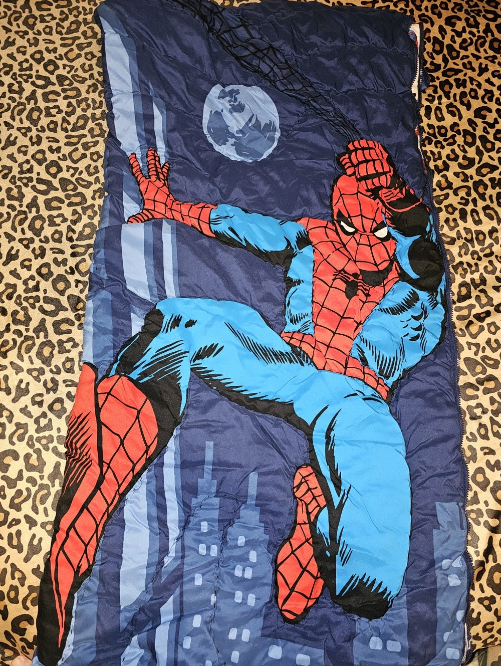 Spider-Man Kids Navy Blue and Red Sleeping Bag - Official Character Design